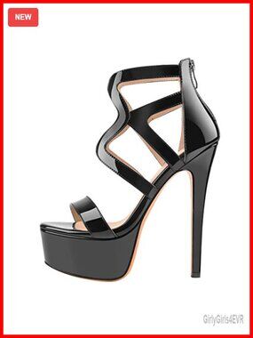 Richealnini Women's Crisscross Platform Stiletto Heels Strappy Sandals Zipper